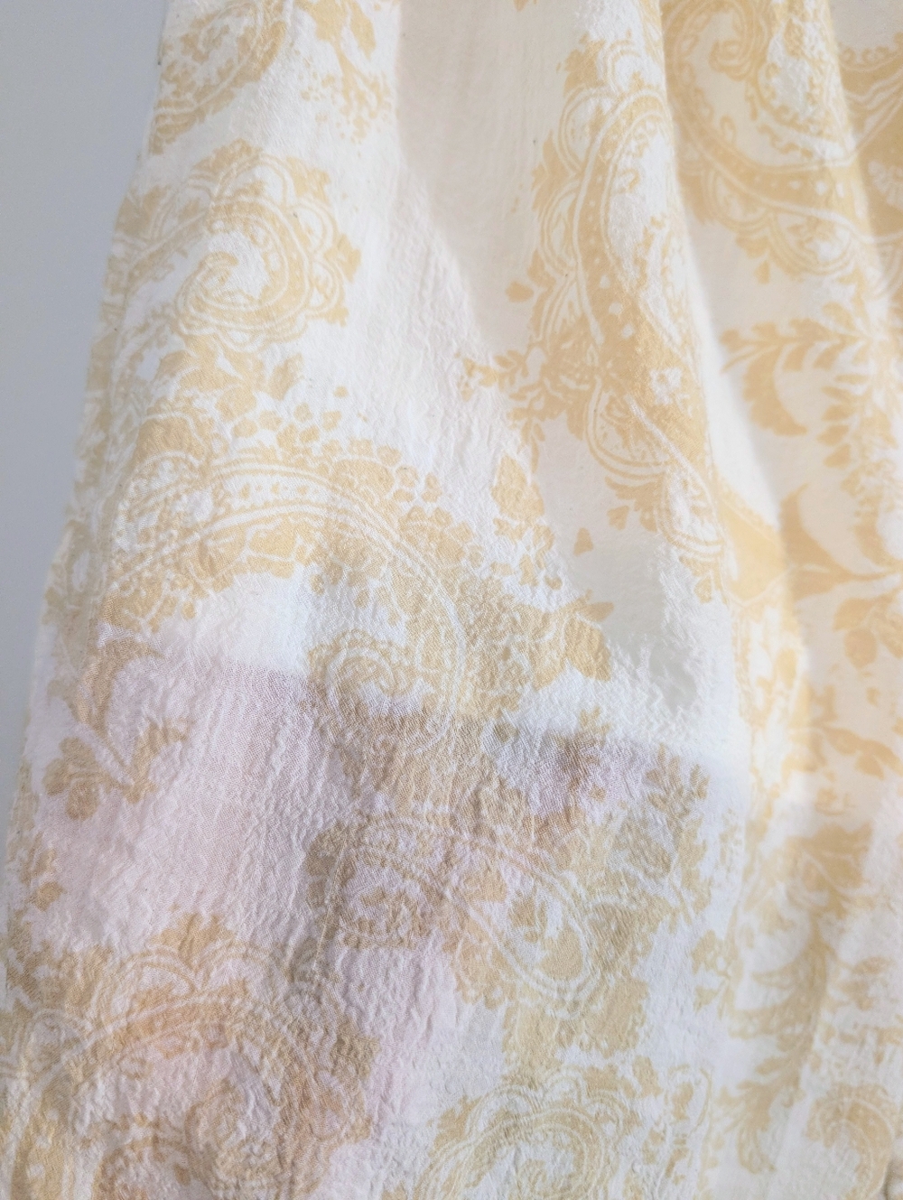 Amaryllis Cream and White Paisley Gauze Sheer Lined Pants Beach Vacation - Picture 5 of 5